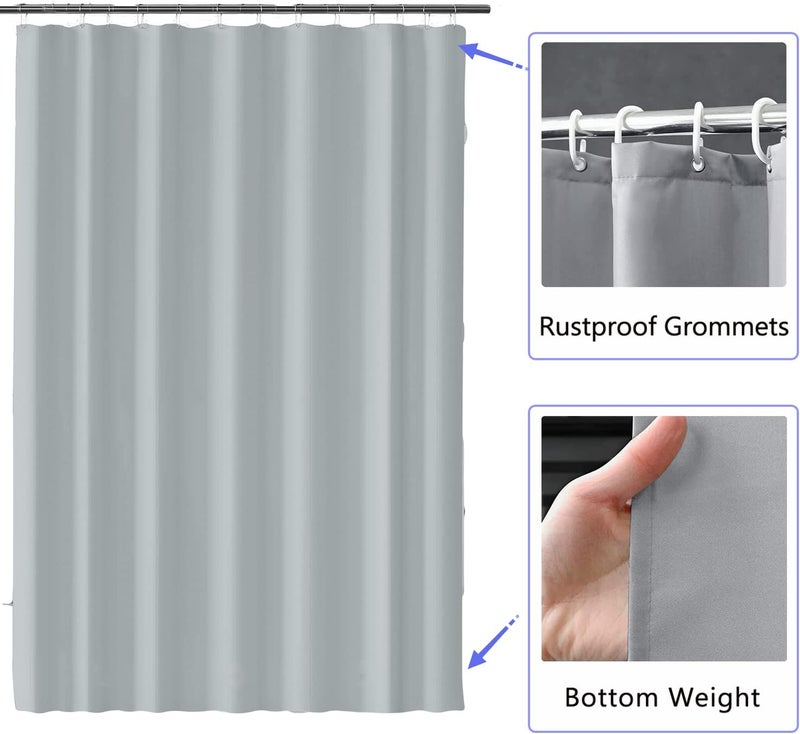 LLSCL Grey Fabric Shower Curtain Liner with Bottom Counterweight, Waterproof Hotel Quality, 72 x 72 Machine Washable - Image 2
